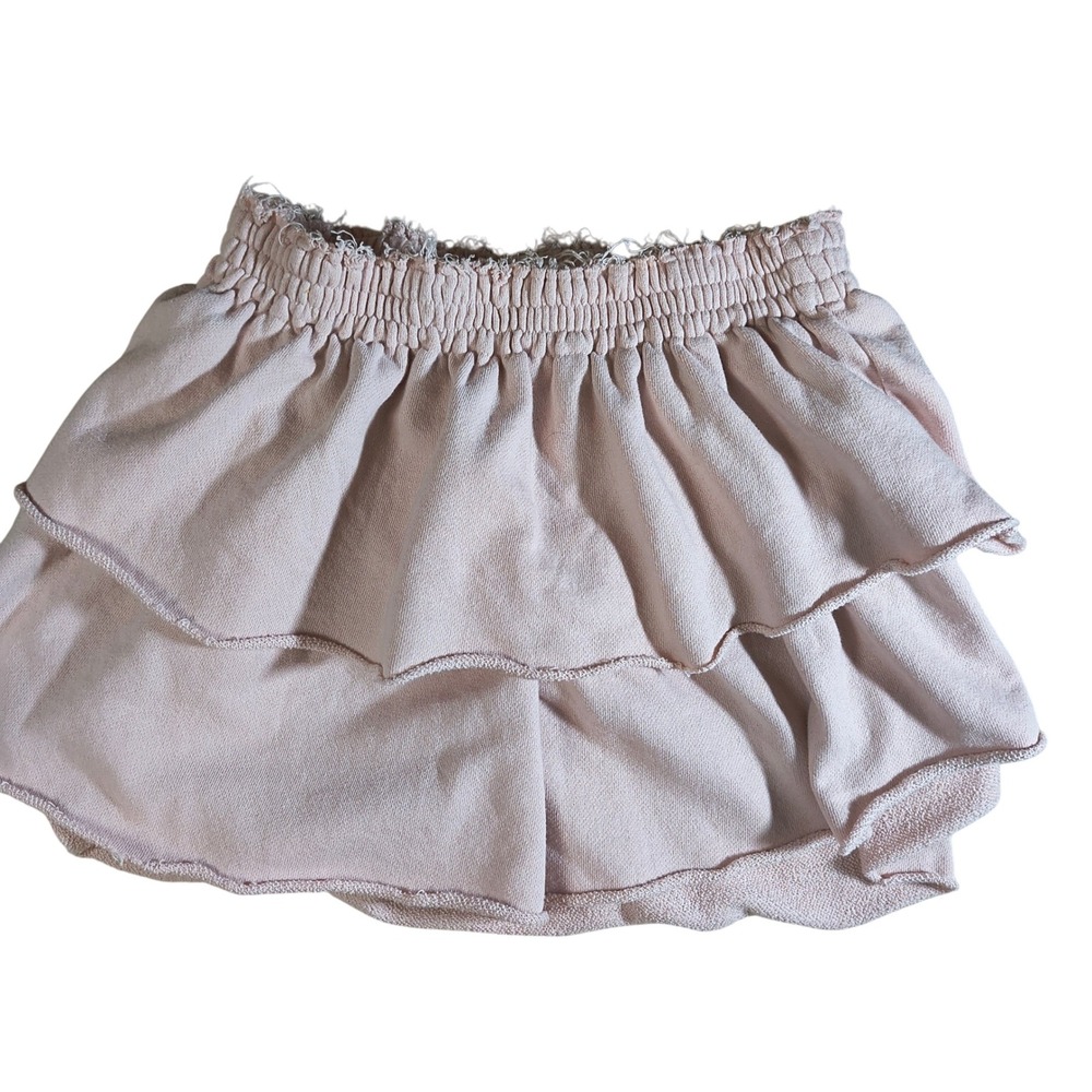 Aerie Ruffle Mini Skirt Pink Smocked Waist Casual Summer Boho Flowy Skirt Size S